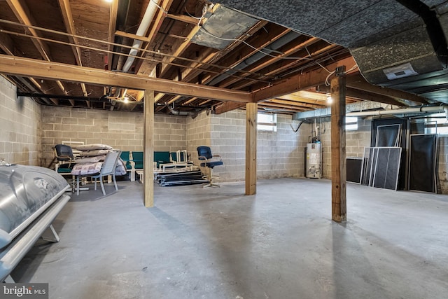 basement with water heater