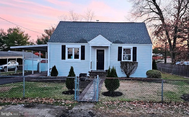 view of front of home featuring a carport