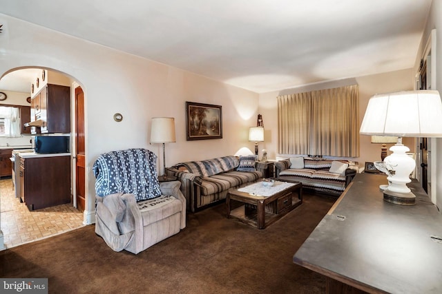 living room with carpet floors