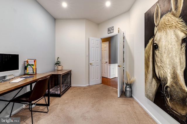 office featuring light colored carpet