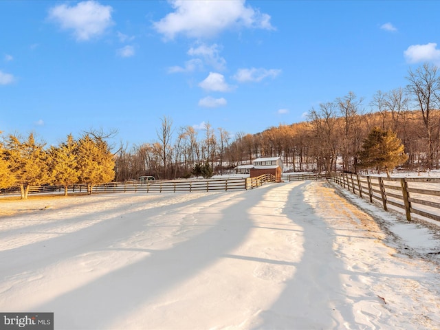 view of yard with a rural view