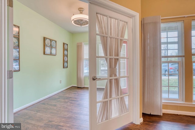 entryway featuring dark wood-type flooring