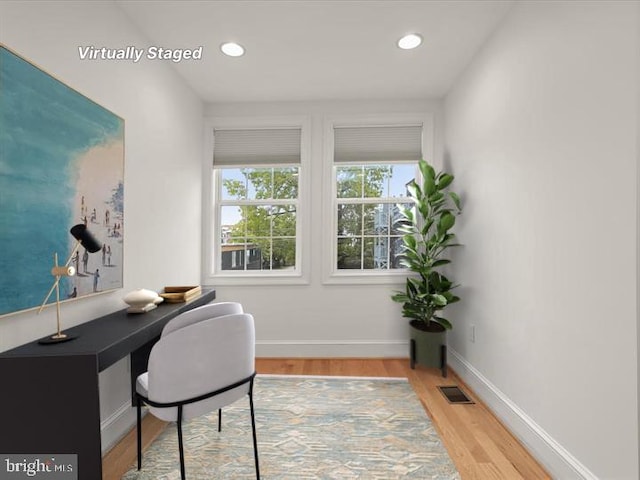 office space featuring light hardwood / wood-style flooring