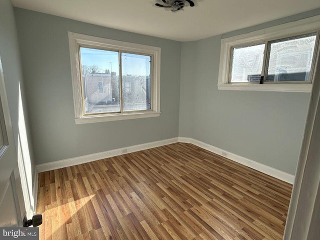 empty room with hardwood / wood-style flooring