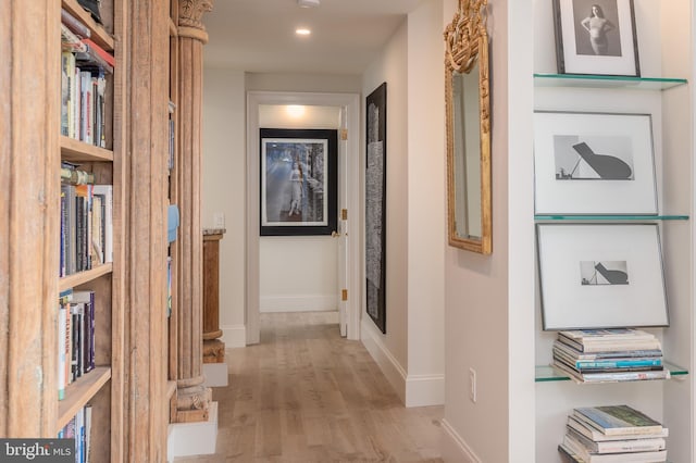 hall featuring light wood-type flooring