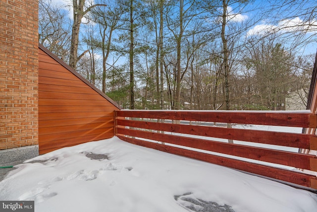 view of snow covered patio