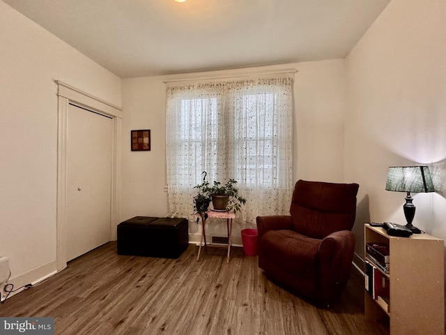 sitting room featuring wood-type flooring