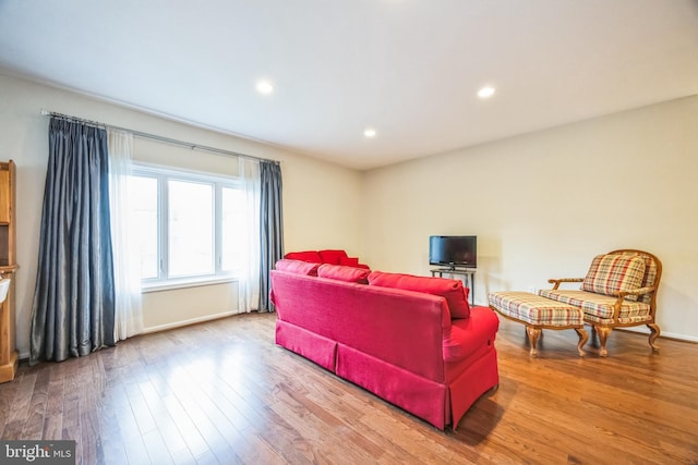 living room featuring light hardwood / wood-style flooring