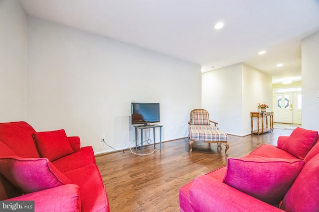 living room with hardwood / wood-style floors