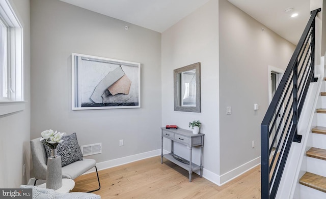 living area featuring light wood-type flooring