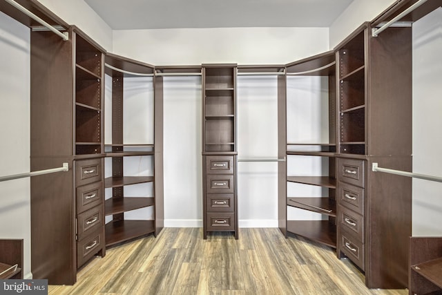 spacious closet featuring hardwood / wood-style floors