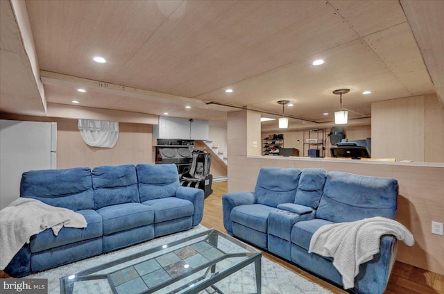 living room featuring light hardwood / wood-style flooring