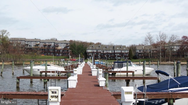 view of dock featuring a water view