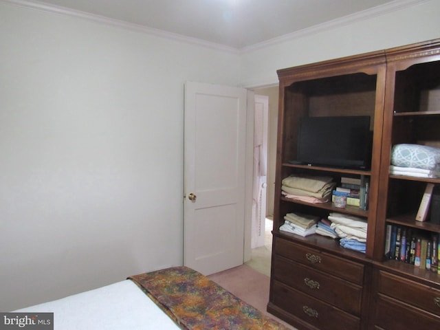 bedroom with ornamental molding