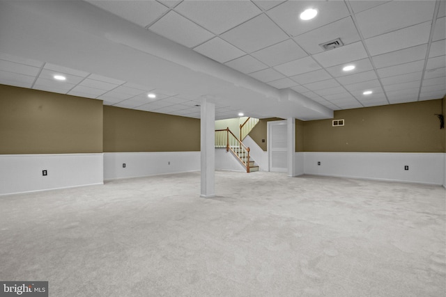 basement with carpet