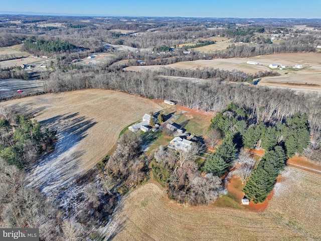 bird's eye view with a rural view