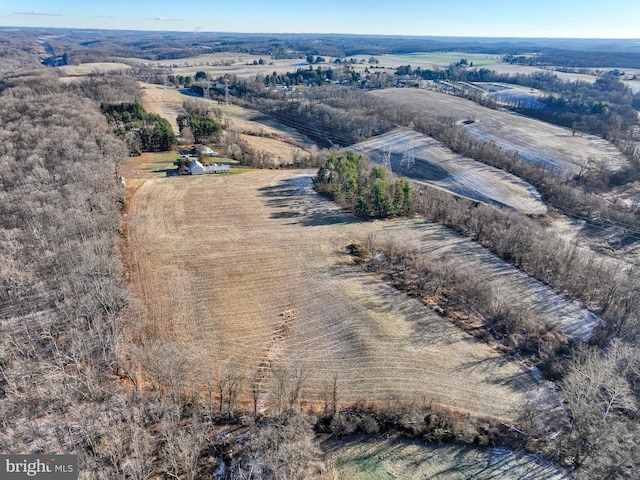 drone / aerial view featuring a rural view