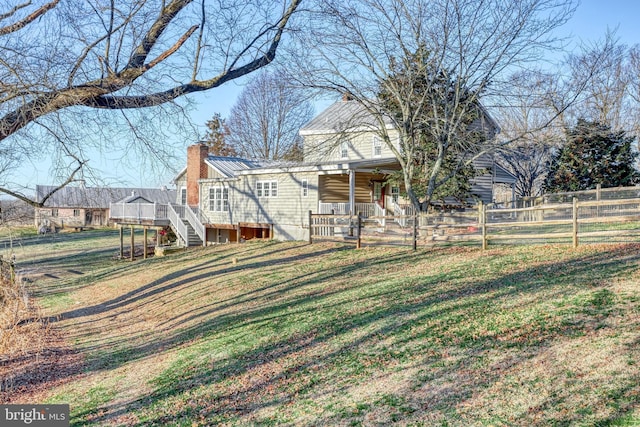 view of yard with a deck