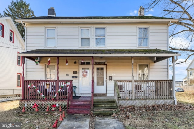 view of front facade featuring a porch