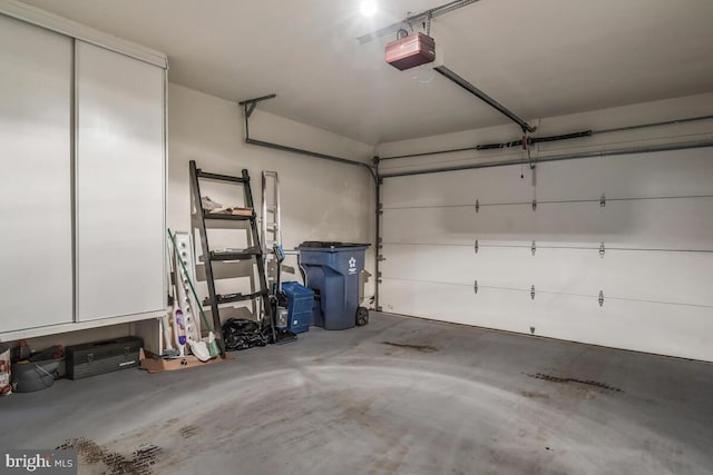 garage with a garage door opener