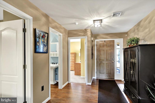 entrance foyer with dark wood-type flooring