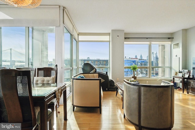 interior space with light hardwood / wood-style flooring