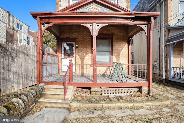 property entrance with a porch