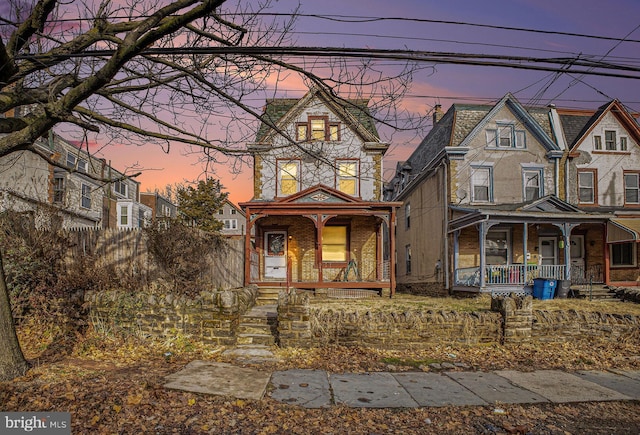 view of front of home featuring covered porch