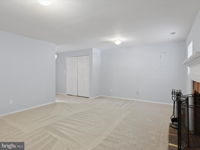 living room with light carpet