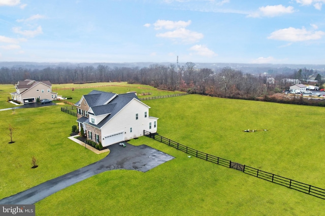 bird's eye view with a rural view