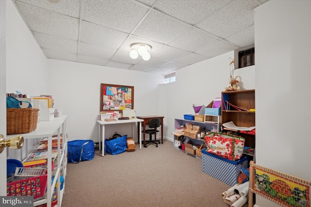 recreation room featuring carpet