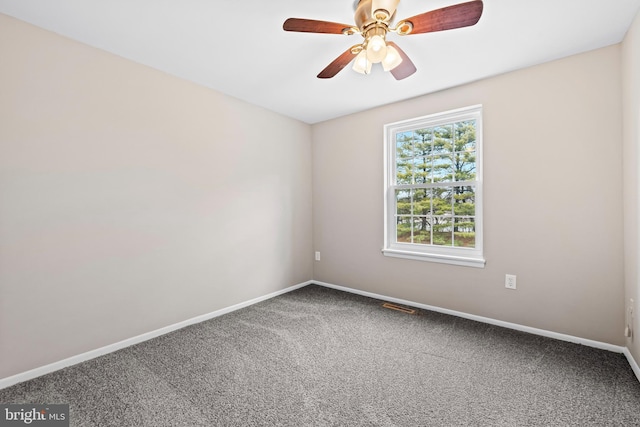 empty room featuring carpet and ceiling fan