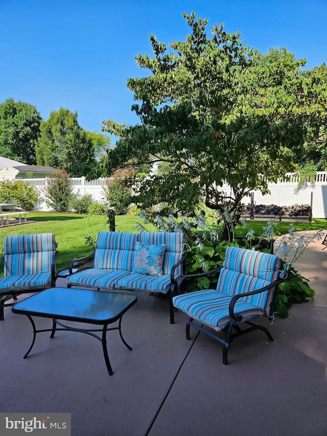 view of patio with a fenced backyard