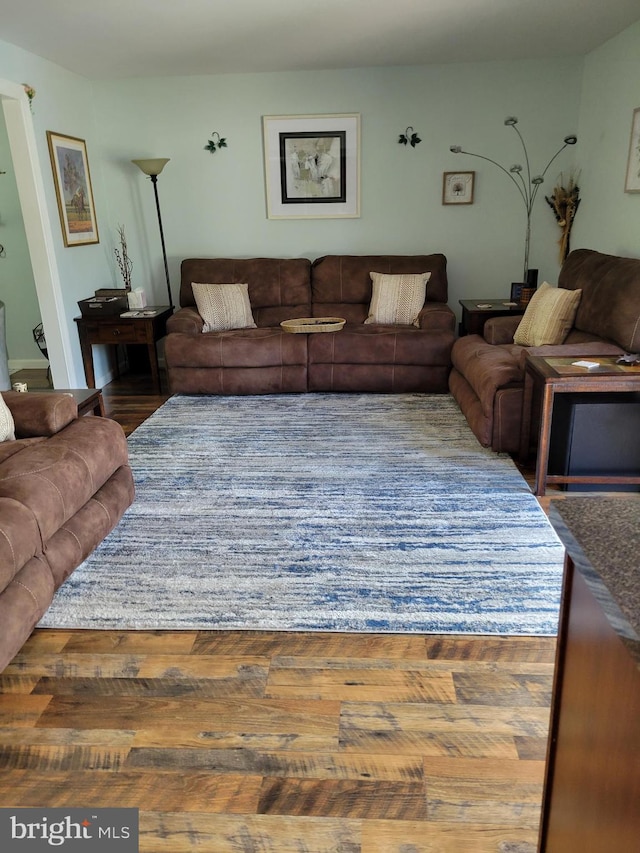 living room with wood finished floors