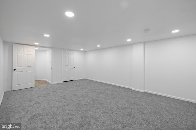 basement featuring carpet