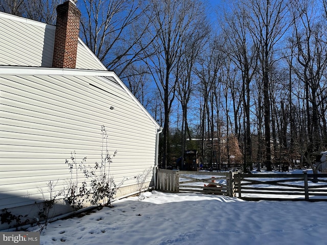 view of snow covered exterior