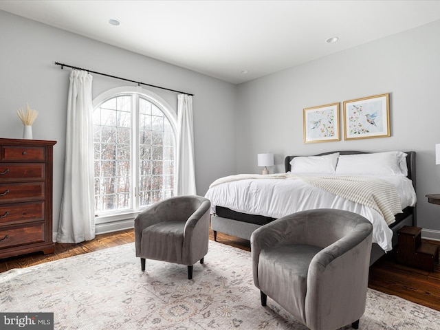 bedroom with light hardwood / wood-style floors