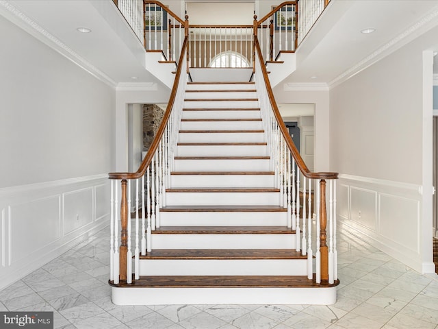 staircase with ornamental molding