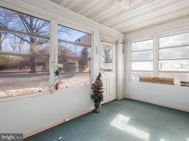 view of unfurnished sunroom