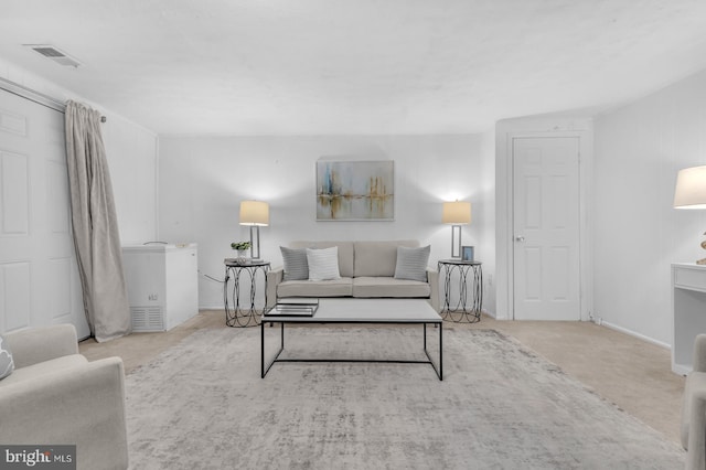 living room with carpet floors