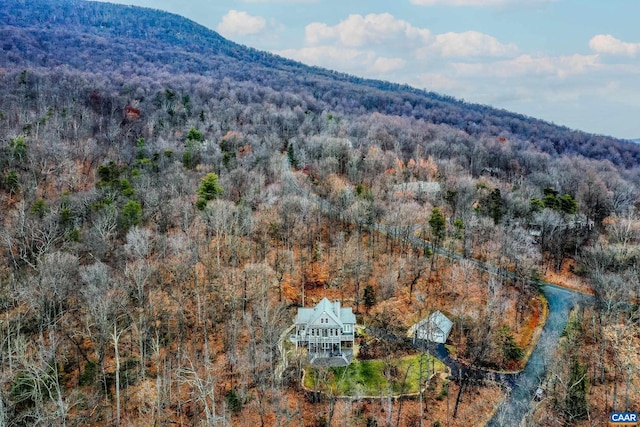 aerial view with a mountain view