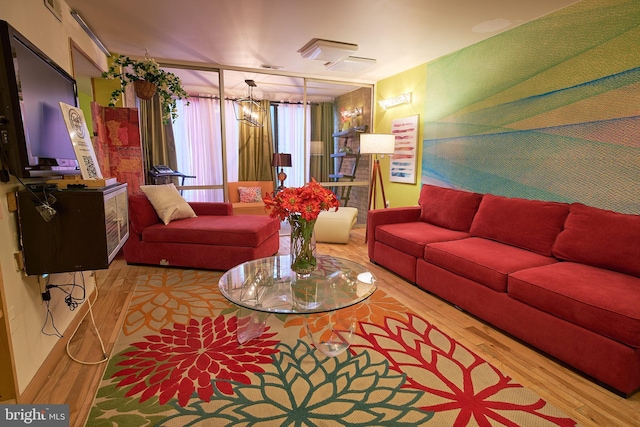 living room featuring light hardwood / wood-style floors