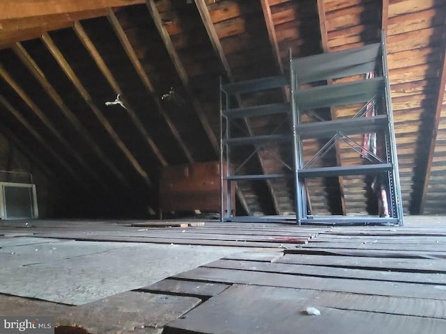 view of unfinished attic