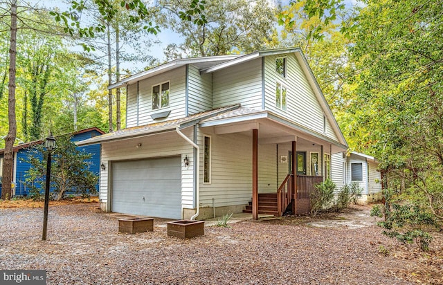 front facade with a garage