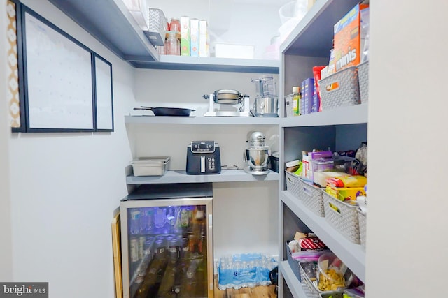 pantry featuring beverage cooler