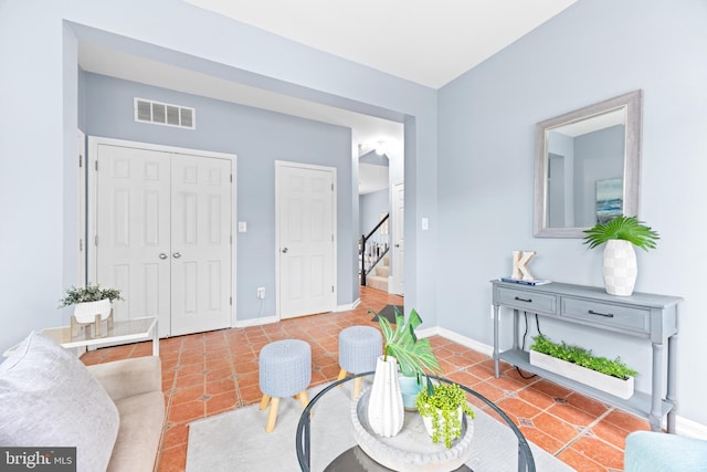 view of tiled living room