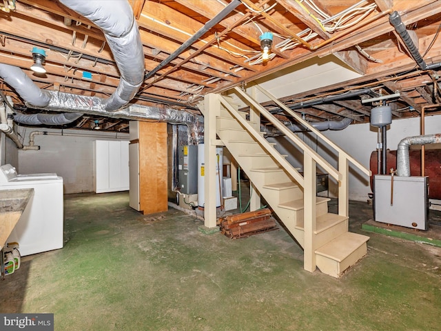 basement featuring separate washer and dryer