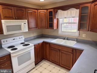 kitchen with white appliances and sink