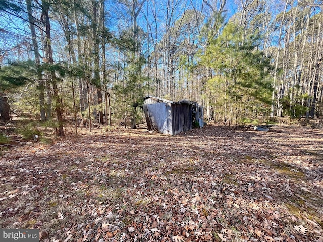 view of yard with a shed