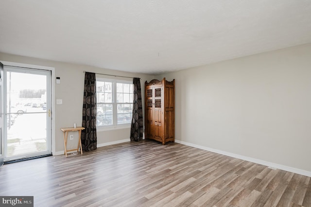 spare room featuring light wood-type flooring and a healthy amount of sunlight